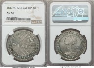 Central American Republic 8 Reales 1847 NG-A AU58 NGC, Nueva Guatemala mint, KM4. Generally lacking on weakness with adjustment marks confined to a sm...