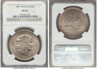 Republic Gourde 1887-(a) MS62 NGC, Paris mint, KM46. Argent and well struck, with a rolling cartwheel luster that enlivens the surfaces.

HID999121020...