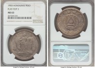 Republic Peso 1903 MS63 NGC, KM52. Flat-top 3 variety. A very rare type in Mint State grades, the present offering tied for the finest certified by NG...