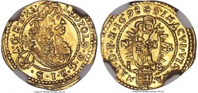 Leopold I gold 1/6 Ducat 1698 NB-IB MS66 NGC, Nagybanya mint, KM189, Fr-154. A piece which stands head and shoulders above the rest, surfaces that loo...