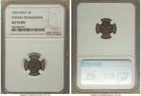 Danish India-Tranquebar. Christian VIII 4 Cash 1844 AU55 Brown NGC, KM161. An elusive Danish Colonial type almost never seen in higher grade condition...