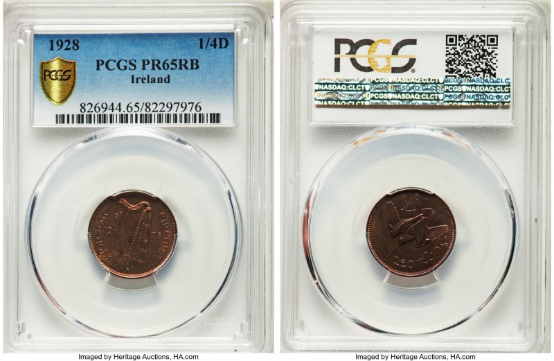 Free State 8-Piece Certified Proof Set 1928 PCGS, 1) Farthing - PR65 Red and Bro...