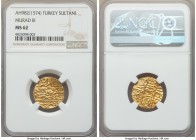 Ottoman Empire. Murad III (AH 982-1003 / AD 1574-1595) gold Sultani AH 982 (1574) MS62 NGC, Misr mint (in Egypt), Pere-274. Struck on a slightly under...