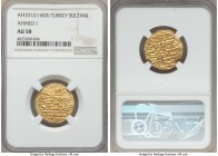 Ottoman Empire. Ahmed I gold Sultani AH 1012 (1603) AU58 NGC, Misr mint (in Egypt), KM18 (altin), Pere-357. Struck on a pleasantly broad flan which ca...