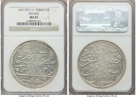 Ottoman Empire. Abdul Hamid I 2 Zolota AH 1187 Year 11 (1782/3) MS65 NGC, Constantinople mint (in Turkey), KM403. An extremely unusual gem grade for t...