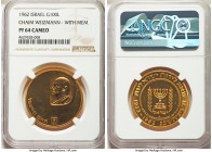Republic gold Proof "Chaim Weizmann" 100 Lirot JE 5723 (1962)-(b) PR64 Cameo NGC, Berne mint, KM41. Variety with mem.

HID99912102018