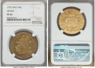 Genoa. Republic gold 96 Lire 1797 VF25 NGC, KM251. Even wear throughout that keeps from blurring the principal design elements together, with good int...