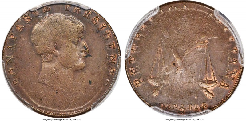 Italian Republic. Napoleon copper Specimen Pattern 8 Denari (20 Lire) 1804-M SP5...