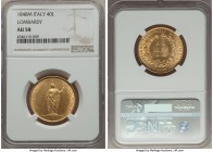 Lombardy-Venetia. Revolutionary Provisional Government gold 40 Lire 1848-M AU58 NGC, Milan mint, KM-C24, Fr-474.

HID99912102018