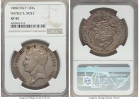 Naples & Sicily. Joseph Napoleon 120 Grana 1808 XF45 NGC, KM248. Fully struck and naturally toned, with darker highlights presenting themselves within...