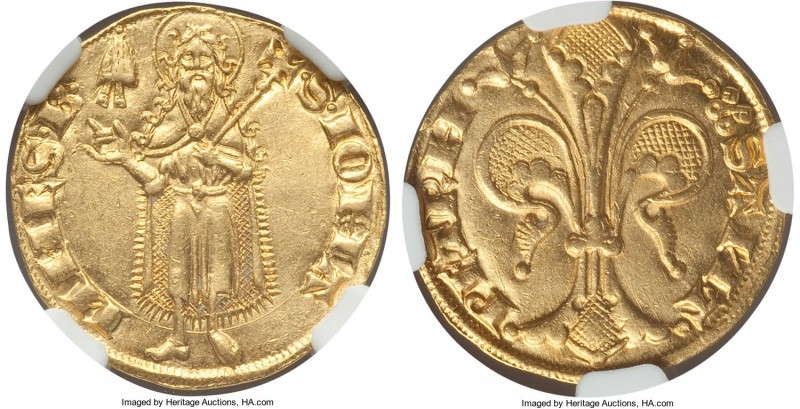Papal States. Urban V (1362-1370) gold Florin ND AU55 NGC, Avignon mint, 3.51gm,...