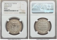 Papal States. Innocent XI Testone (30 Baiocchi) Anno XIII 1689-XIII MS61 NGC, KM-A495. Difficult in uncirculated condition. Lustrous with a light peri...