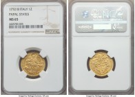 Papal States. Clement XIV gold Zecchino 1772-III MS65 NGC, Rome mint, B-2928, KM1012. Brandishing an expert strike, with needle point sharpness throug...
