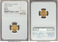 Papal States. Pius IX gold Scudo Anno VIII (1853)-R MS63 NGC, Rome mint, KM1358. A few die breaks noted in the fields.

HID99912102018