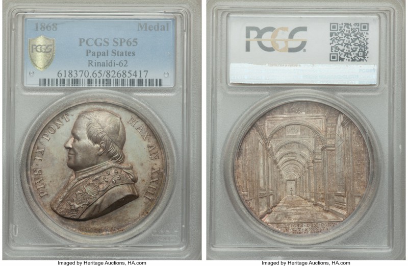 Papal States. Pius IX silver Specimen "Galleria Piana" Medal 1868 SP65 PCGS, 43m...