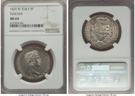 Tuscany. Leopold II 5 Paoli 1829-PC MS64 NGC, KM-C73. Simply incredible--unbelievably lustrous with full velvety surfaces chocked with die polish line...