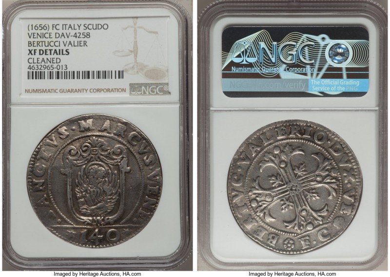 Venice. Bertucci Valier Scudo ND (1656)-FC XF Details (Cleaned) NGC, KM271, Dav-...