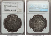 Venice. Marcantonio Giustinian Ducato ND (1684-1685)-AD/N VF25 NGC, KM381, Dav-4277. Minimal flan imperfections exist with strong detail throughout fo...