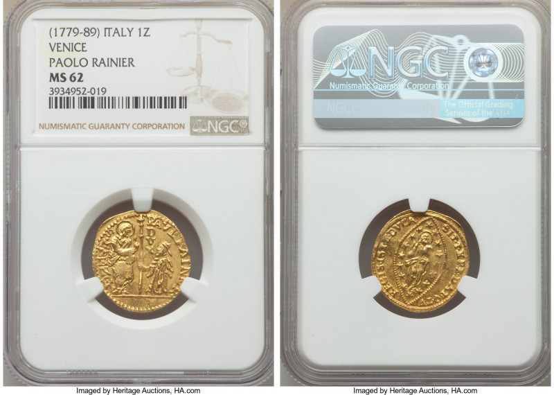 Venice. Paolo Renier (1779-1789) gold Zecchino ND MS62 NGC, KM714, CNI-VIIIb.98v...