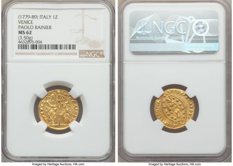 Venice. Paolo Renier (1779-1789) gold Zecchino ND MS62 NGC, 3.50gm, KM714, CNI-V...