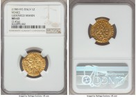 Venice. Ludovico Manin (1789-1797) gold Zecchino ND MS63 NGC, 3.45gm, KM755, CNI-VIIIb.71var (pellet placement). LVDOV • MANIN | S | • M | • V | E | N...