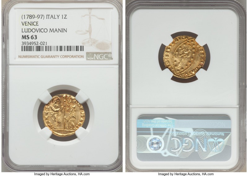Venice. Ludovico Manin (1789-1797) gold Zecchino ND MS63 NGC, KM755, CNI-VIIIb.7...