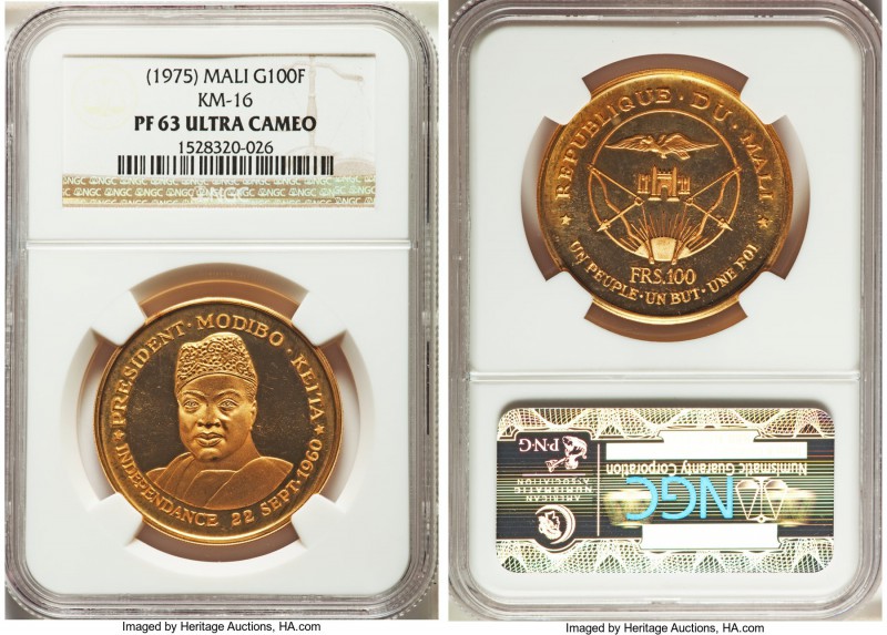 Republic gold Proof 100 Francs ND (1975) PR63 Ultra Cameo NGC, KM16. AGW 0.9259 ...