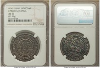 Charles & Johanna 4 Reales ND (1542-1555) M-L AU53 NGC, Mexico City mint, 13.32gm, KM0018. Absolutely stunning, a piece with enough die polish lines f...