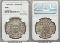 Philip V 8 Reales 1746 Mo-MF MS61 NGC, Mexico City mint, KM103. Outranked by only 2 example certified MS62 by NGC, very rarely does one encountered a ...