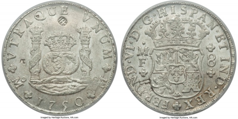 Ferdinand VI 8 Reales 1750 Mo-MF UNC Details (Chop Mark) PCGS, Mexico City mint,...