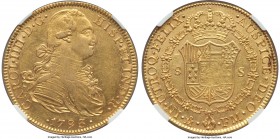 Charles IV gold 8 Escudos 1793/2 Mo-FM AU58 NGC, Mexico City mint, KM159 (overdate unlisted). An intriguing unlisted overdate--the only other example ...