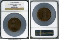 Charles IV copper "El Caballito" Medal 1796 AU58 Brown NGC, 58mm, Grove-C-267b. By G.A. Gil. An iconic large-sized medal produced to celebrate the ere...