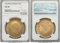 Ferdinand VII gold 8 Escudos 1814 Mo-JJ AU58 NGC, Mexico City mint, KM161. Fairly elusive edging on Mint State, and the finest specimen that we have h...