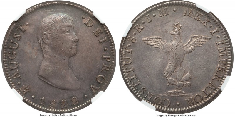 Augustin I Iturbide "Early Eagle" 8 Reales 1822 Mo-JM AU55 NGC, Mexico City mint...