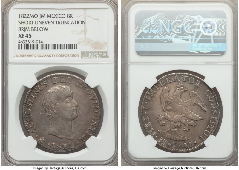 Augustin I Iturbide 8 Reales 1822 Mo-JM XF45 NGC, Mexico City mint, KM310. Varie...