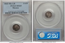 Republic 1/4 Real 1843 Mo-LR MS65 PCGS, Mexico City mint, KM368.6. Well-preserved, with argent tone that pulls outward from the lettering of the legen...