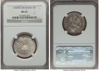 Republic 2 Reales 1830 Mo-JM MS65 NGC, Mexico City mint, KM374.10. Superbly lustrous, tied for finest certified across both NGC and PCGS.

HID99912102...