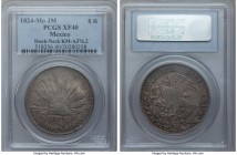 Republic "Hookneck" 8 Reales 1824 Mo-JM XF40 PCGS, Mexico City mint, KMA376.2. A highly sought-after first-year-of-issue type, some minor central weak...