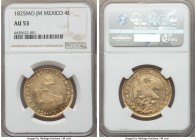 Republic gold 4 Escudos 1825 Mo-JM AU53 NGC, Mexico City mint, KM381.6. A captivating lustrous specimen with noticeable wateriness in the fields.

HID...