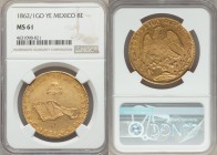 Republic gold 8 Escudos 1862/1 Go-YE MS61 NGC, Guanajuato mint, KM383.7.

HID99912102018