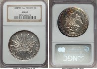 Republic 8 Reales 1894 Mo-AM MS65 NGC, Mexico City mint, KM377.1, DP-Mo80. A glorious gem, dazzling and bright, needle point strike with enchanting ra...