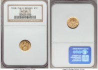 Republic gold Peso 1898/7 Go-R MS66 NGC, Guanajuato mint, KM410.3. An exceptional little gem, much finer than is usually encountered, with thin die po...