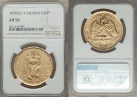 Republic gold 20 Pesos 1870 Go-S AU55 NGC, Guanajuato mint, KM414.4. A overall problem free specimen, with scant visible evidence of handling, and bol...