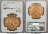 Estados Unidos gold 50 Pesos 1921 MS63 NGC, Mexico City mint, KM481. First year of issue and the scarcest date in the series. AGW 1.2056 oz.

HID99912...