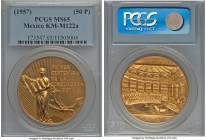 Estados Unidos gold Medallic "Centennial of Constitution" 50 Pesos ND (1957) MS65 PCGS, KM-M122a. AGW 1.2057 oz.

HID99912102018