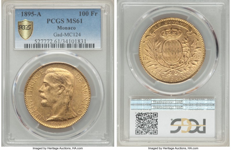Albert I gold 100 Francs 1895-A MS61 PCGS, Paris mint, KM105, Gad-MC124. A popul...