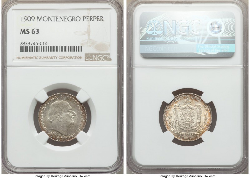 Nicholas I Perper 1909 MS63 NGC, KM5. An emblematic short-lived type that is usu...