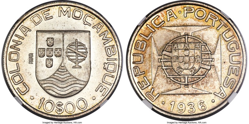 Portuguese Colony 3-Piece Certified silver Prova Set 1935-1936 MS66 NGC, 1) 2-1/...