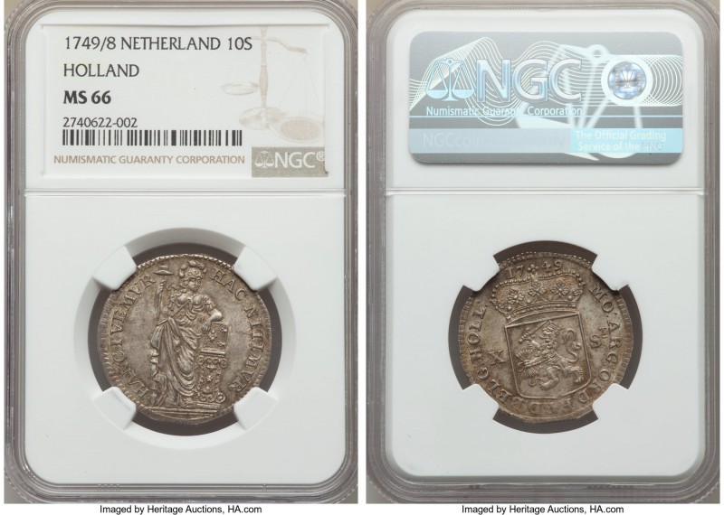 Holland. Provincial 10 Stuivers 1749/8 MS66 NGC, KM95. An incredible opportunity...