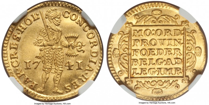 Holland. Provincial gold Ducat 1741 MS64 NGC, KM12.2, Fr-250. An exceptionally d...
